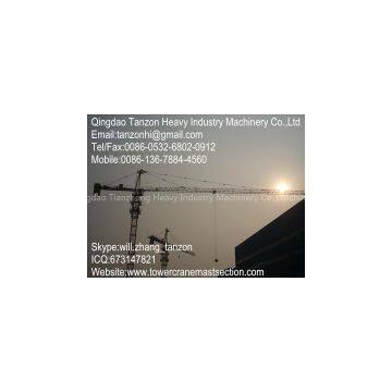 TC5013-6 Fixed Tower Crane Q345B Steel For Bridges 40m Lifting Height