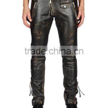 2014 elegant fashion men tight black elastic sheep leather pants