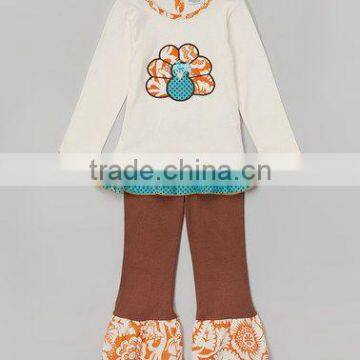 best selling turkey embroidery custom thanksgiving kids clothes