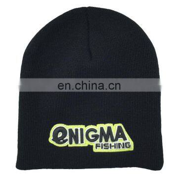 Black teenagers embroidery knitted beanie hats / simple beanie hats