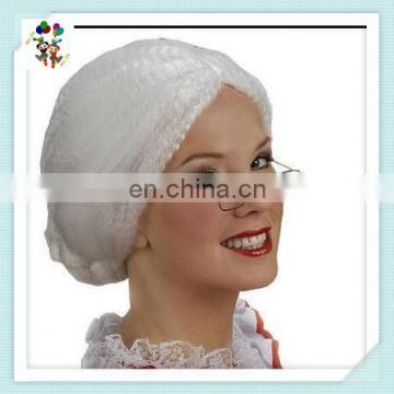 Silver White Christmas Old Woman Bun Mrs. Santa Wigs HPC-1070