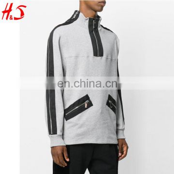 Best Selling Product Mens Clothes Grey And Black 100% Cotton Zipper Sweater