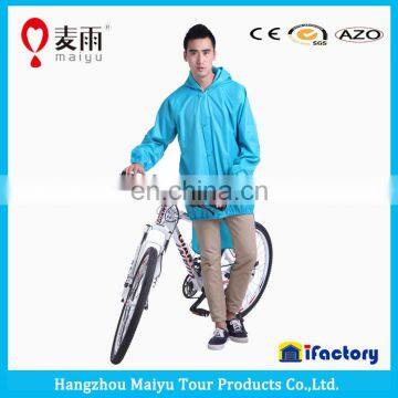 Outdoor clear pvc riding raincoat in popular style for young people