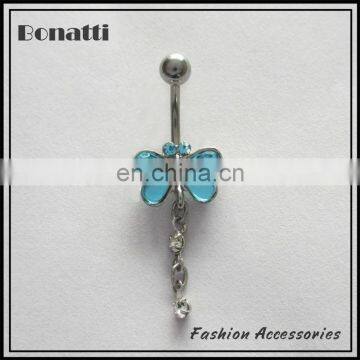 blue fashion stud earrings with rhinstone pendants