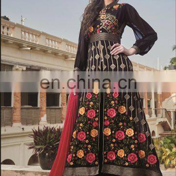 black colored georgette suit.