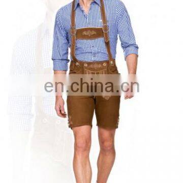 German-Bavarian-Oktoberfest-Trachten-Short-Length-Lederhosen-Men's Leather Shorts Camel Brown