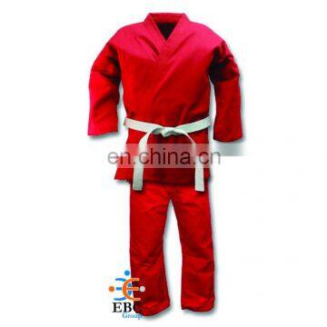 Good Quality 100% Cotton Scarlet Red Karate Uniform with white belt