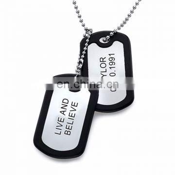 Bulk cheap personalized metal name dog tag with necklace