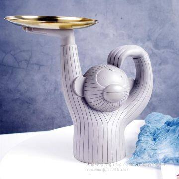 Resin Monkey Tray Resin Decoration Molanti Color Living Room Monkeys Receive Tray Decoration photo-3