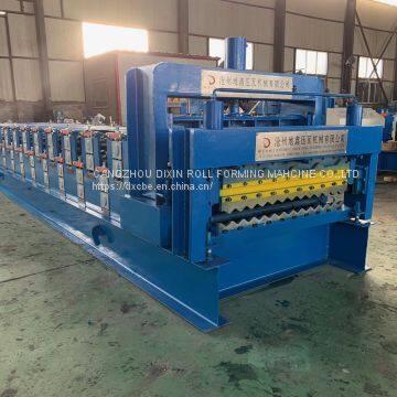 Cangzhou Dixin Galvanized Metal Aluminum Double Layer IBR Trapezoidal Sheet Roof Tile Wall Panel Cold Roll Forming Machine photo-4