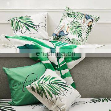 Green Big Bird Canvas Chinese Supplier Pillow Cases Print Home Decor Square Cushion Covers For Sofa photo-4