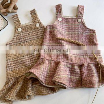 Children's clothing 2020 autumn and winter boys and girls new Korean version of tartan suspender skirt