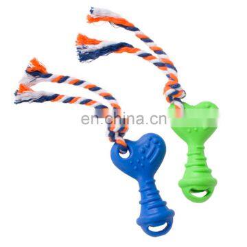 New design bone shape with cotton rope chew small dog tpr toy