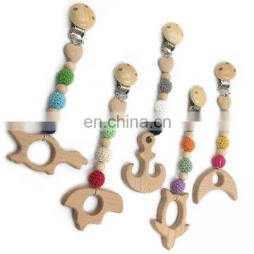 Beach Animal Wooden Pacifier Chain Teething Toy For Babies