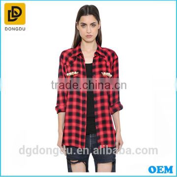 2016 New Arrival New Summer Shirt Fashion Lady Plaid Flannel Shirt