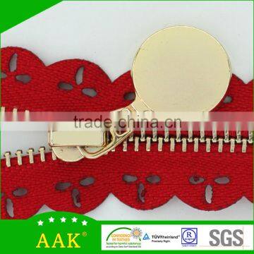 3#Lace Tape Light Gold Close End Wardrode Metal Zipper photo-2