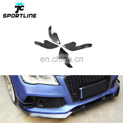 Carbon Fiber RS7 Car Bumper Fins Front Canards for Audi RS7 4G 13-17