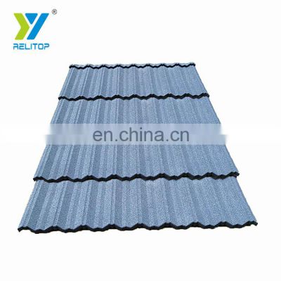 Nosen Type Blue Color Stone Coated Steel Roof Tile  0.3mm To 0.5mm Metal Roofing Sheet