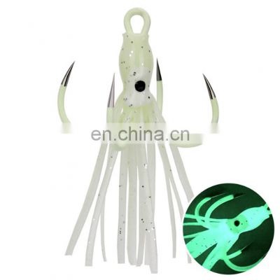 High Quality Luminous four-claw Jigging four anchor hook with luminous octopus squid bait Metal Jig quadra Hooks