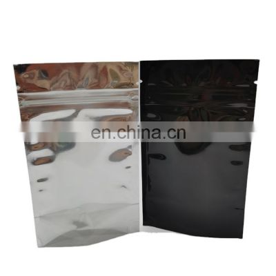 Custom printed quad seal silver zip lock aluminium foil pouch food packaging bags