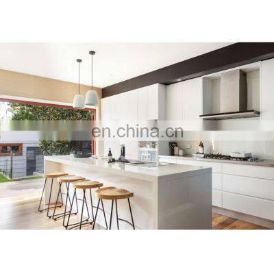 Modern glossy design european flat pack light wood and white minimalist kitchen cabinet