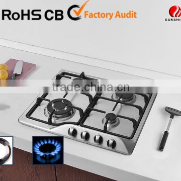 built in gas cooktop with stainless steel