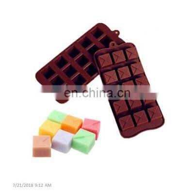 Food Grade Handmade 15 Holes Square Chocolate Biscuit Silicone Mold photo-2