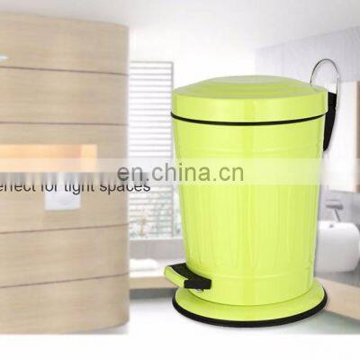 Embossed Yellow Garbage Waste Bin Set With Toilet Brush Stainless Steel Waste Bin Bathroom Sets for Household Cleaning photo-3