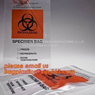 Biohazard Specimen Bags,Zip Specimen Transport Bag, Tear Off Pouch Bags, Attached Document Pouch. Printed Transport Bags photo-4