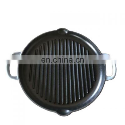 Pre-seasoned cast iron double side griddle grill fry pan