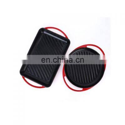 Enamel Cast Iron Korean Round Non-stick Griddle Bbq Grill Pan photo-5