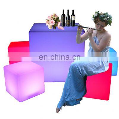 led cube lamp /Rechargeable LED illuminated Bar plastic cube led light cube tables and hookah chairs for garden