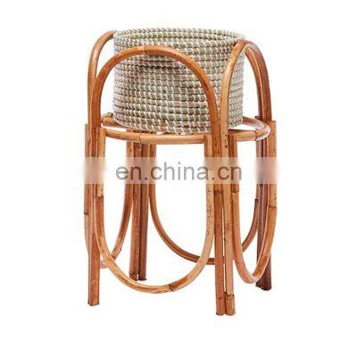 Eco Friendly Natural Set Rattan Plant Stand With Seagarss Plant Holder Unique Wicker Flower Pot Holder Basket Wholesale