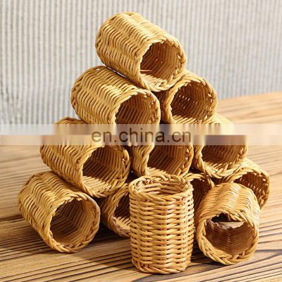 Unique Cheapest Wholesale Rattan Napkin Rings Set Tableware set napkin holder rings wovenmade in Vietnam