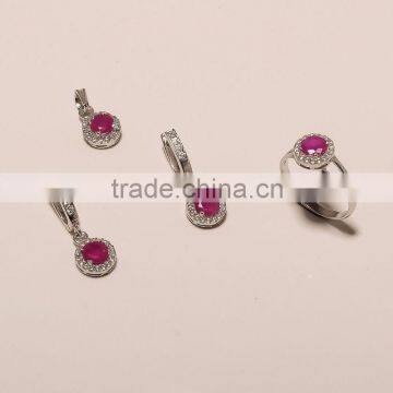 RUBY,CZ SET ,925 sterling silver jewelry wholesale,WHOLESALE SILVER JEWELRY,SILVER EXPORTER,SILVER JEWELRY FROM INDIA