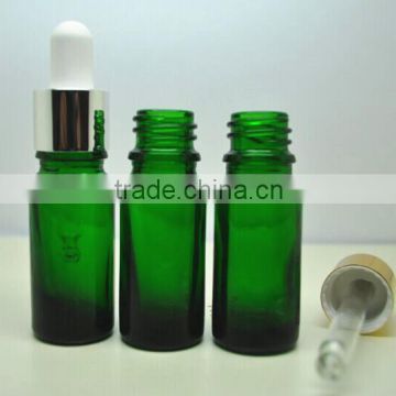 wholesale 30ml green color essential oil glass bottle with dropper