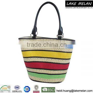 Straw Bag(Paper Bag)With Stripped Pattern In Multicolor