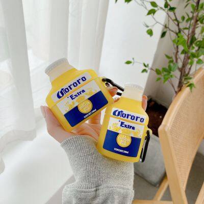 Dise?adores de botellas de cerveza personalizadas en 3D. Funda protectora de auriculares inalámbricos de silicona para AirPods Pro 3 2 1