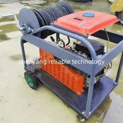 200bar Sewer Jet Cleaner sewer drain cleaning machine gasoline 27HP power cleaner Pipe Unblocking  RELIABLE