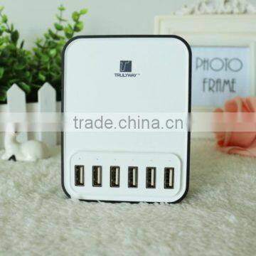 6 Port uab charger Multi-Port Compact Size USB Charger UL FCC CE Approved