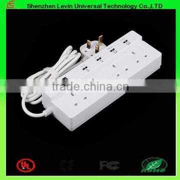 Manufacturer CE 4gang Extension Power Plug British Multi Socket with USB