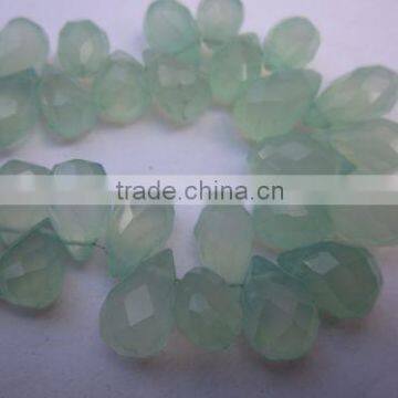 7 inch aqua green chalcedony faceted drops beads gemstone 6x10mm to 6x15mm