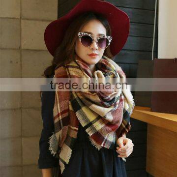 Wholesale Square Cashmere Plaid Blanket Scarf photo-6