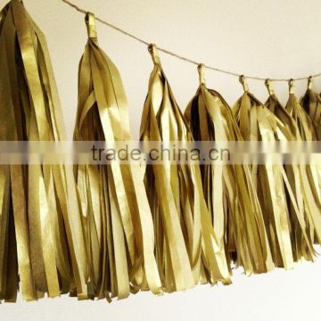 GOLD METALLIC paper tassel garland for wedding decorations metallic gold theme party