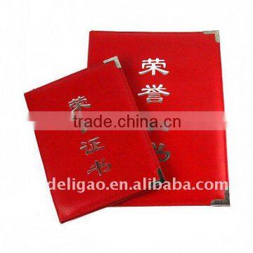 PU Silver Foil Stamping Logo Honor Certificate Holer