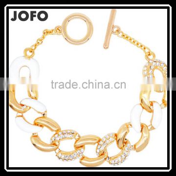 JOFO Brand Gold-Tone Diamond White/Black Enamel Cuff Bracele JDJ0394