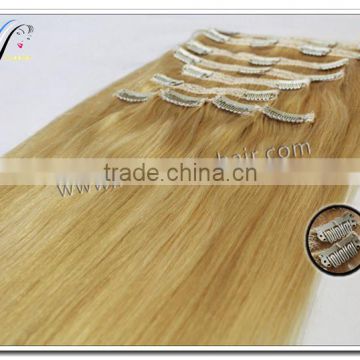 Wholesale 100% virgin hair silky straight blonde long clip in human hair extension