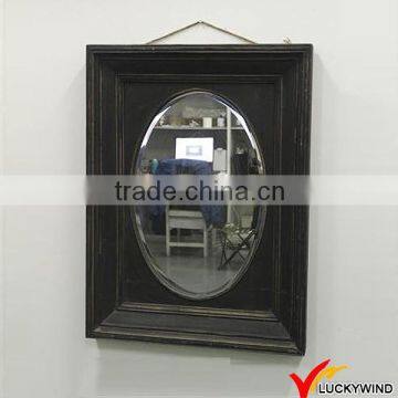 Wall Mounted Black Wooden Mirror Candle Holder photo-2