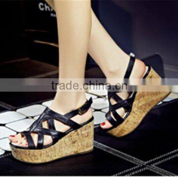 rubber wedge women shoes summer sandals Shenzhen factory women shoes 2015