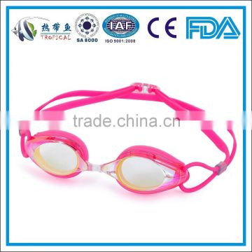 2014 best sell fashionable competitive mirrored swimming goggles , pink swimming goggles , Silicone swimming pool goggles